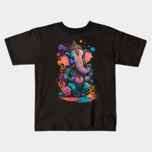 Colorful Ganapati Ganesh Chaturthi with Flowers Kids T-Shirt